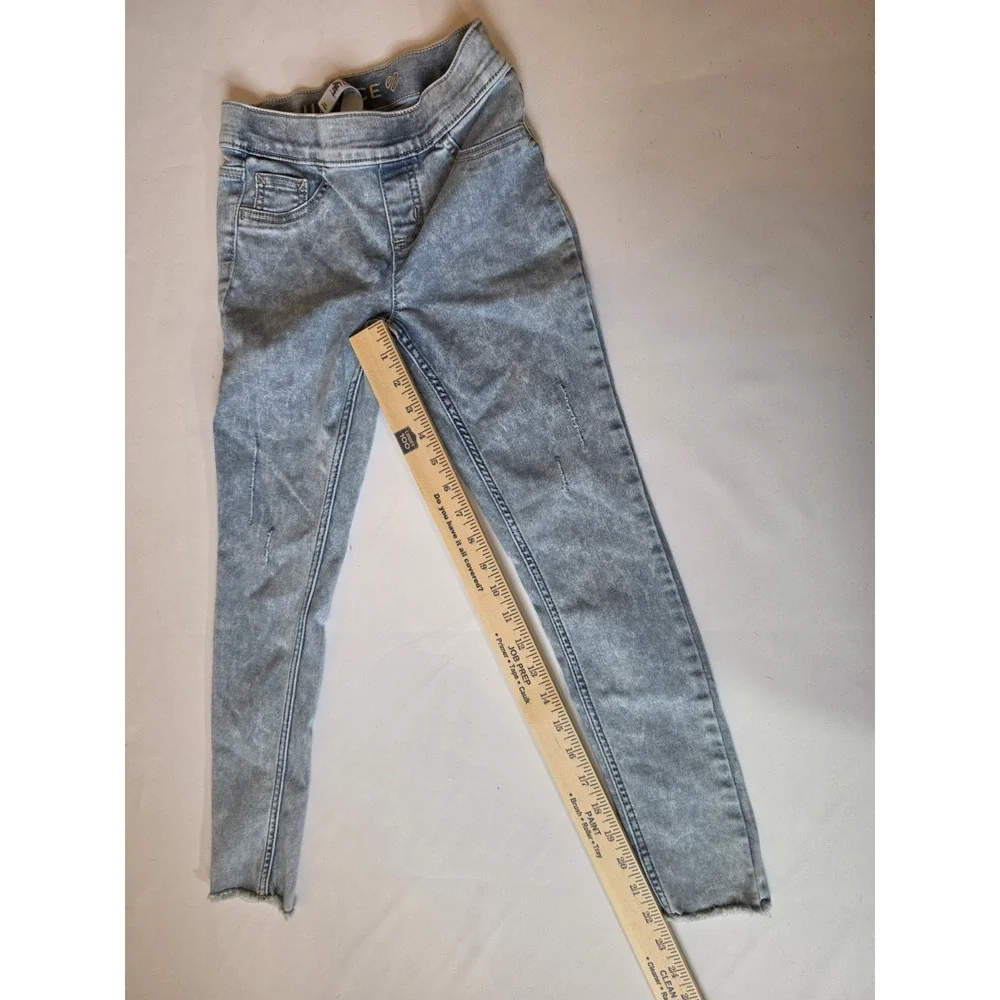 Justice Leggings for Girls, Size 10 — Light Blue Denim Style with‎ Distressed